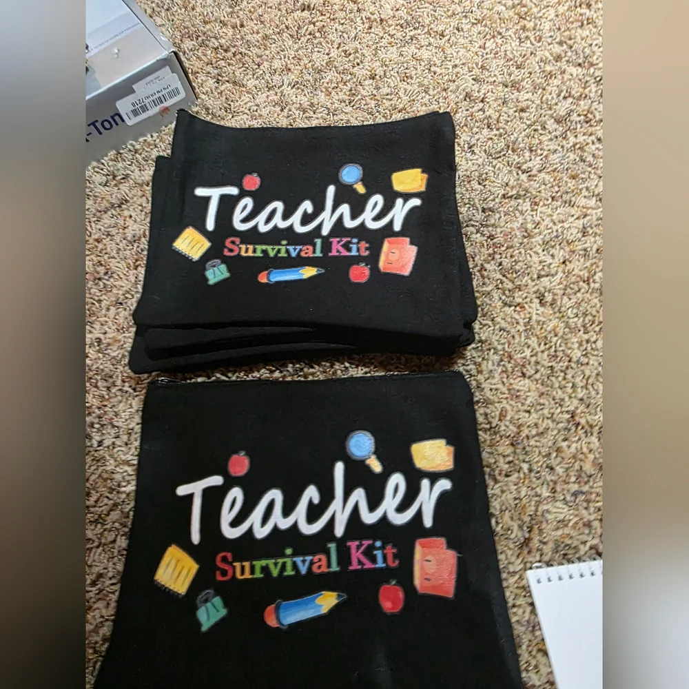 Teacher Survival Kit Canvas Zipper Pouch - 10 Bundle